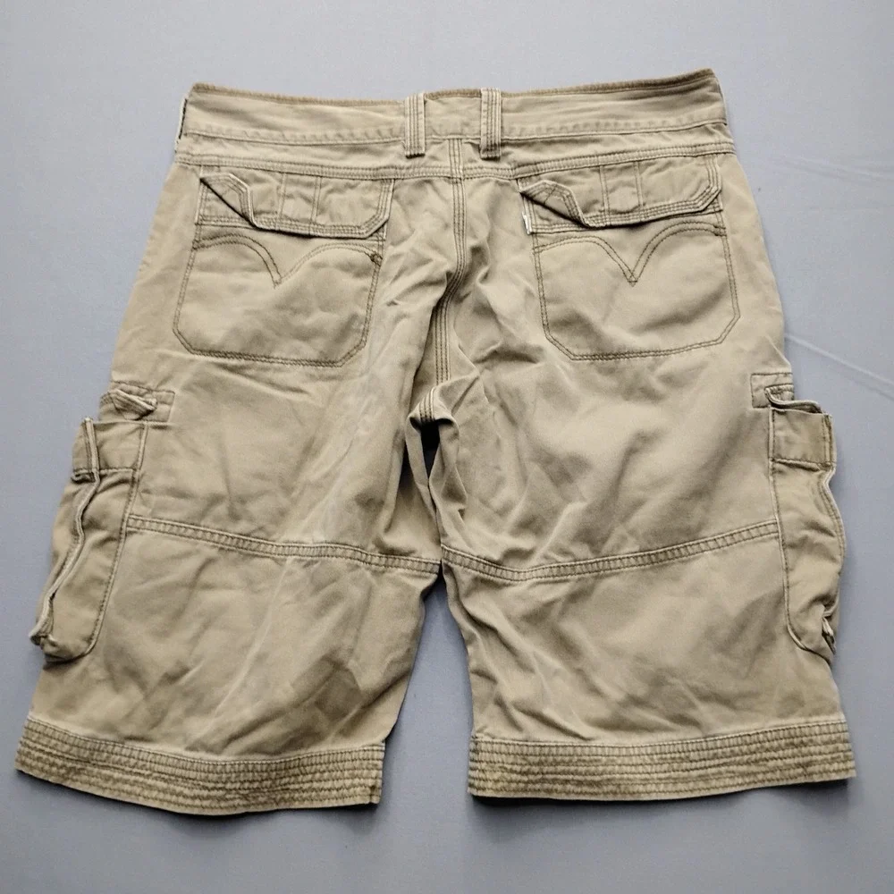Levis Mens 34 Khaki Tan Cotton Cargo Shorts 13 Inseam Casual Utility